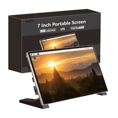 7 inch 1024*600 Display 60Hz IPS portable Screen with Brackets for Raspberry Pi