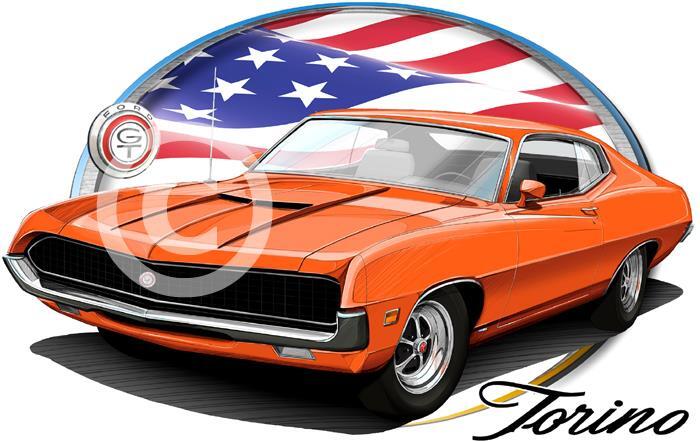 1970 Torino GT Fastback replica T-shirt 7160 automotive