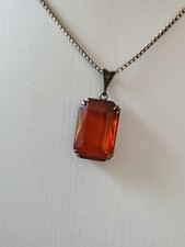 Jugendstil 830er Silber  Anhänger  Citrin   inkl. Silber  Kette Antikschmuck