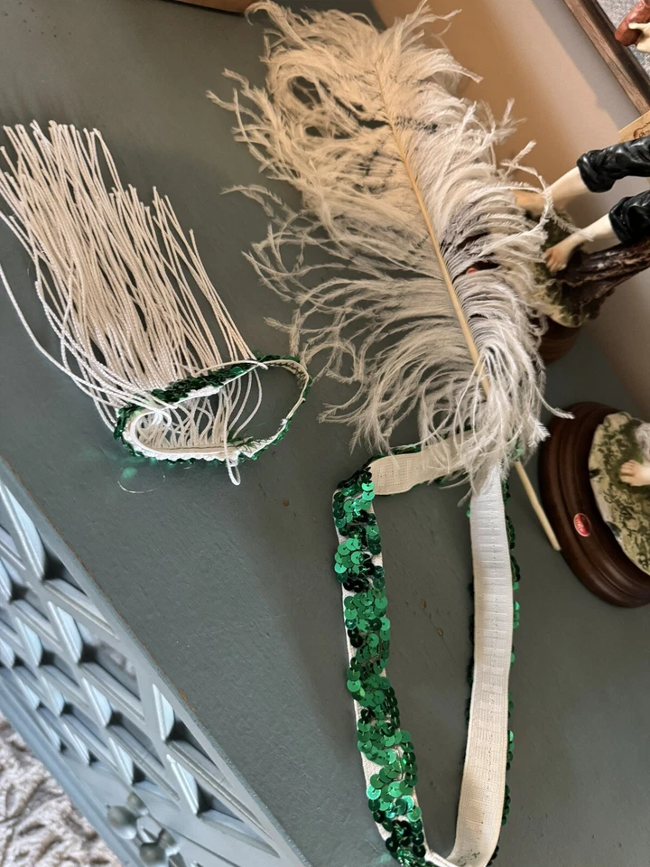 Handmade Roaring 20's With Fringe Flapper Costume Women Size Medium Feather Band - Image 4 of 4