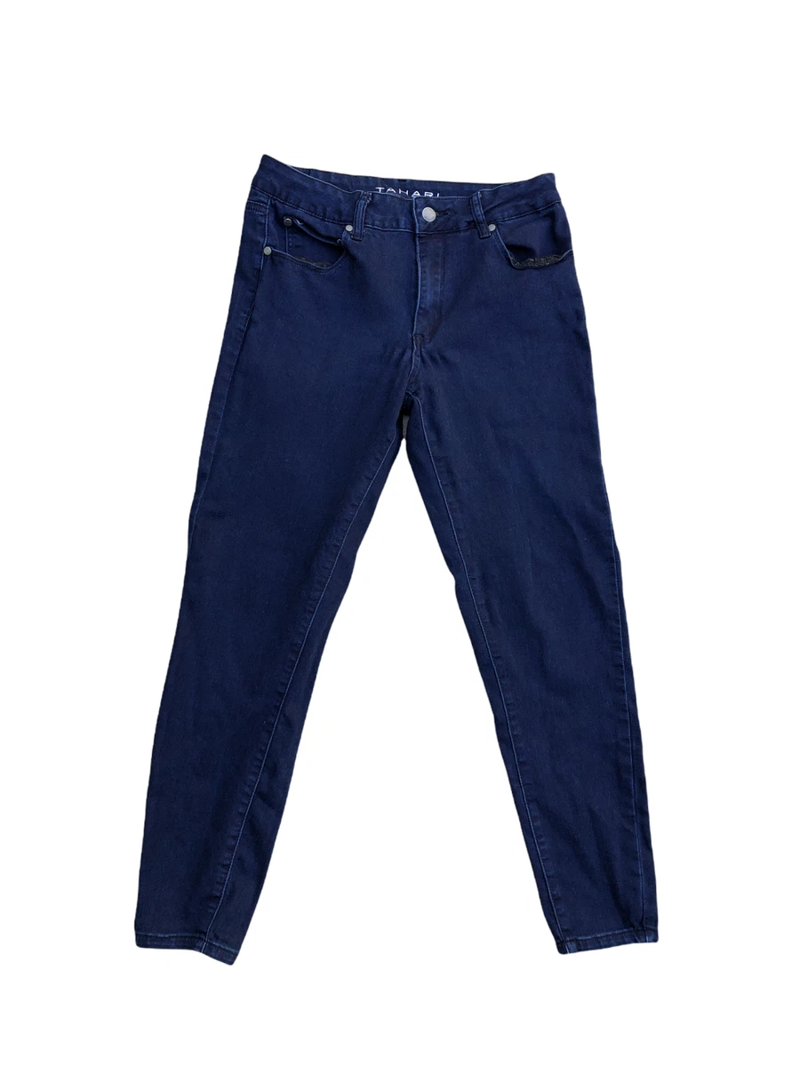 TAHARI Denim Jeans Women s 10 30 Skinny Leg Dark Blue Pants Designer