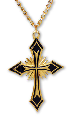 Medieval Renaissance Starburst Cross Pendant Gold Finish 30