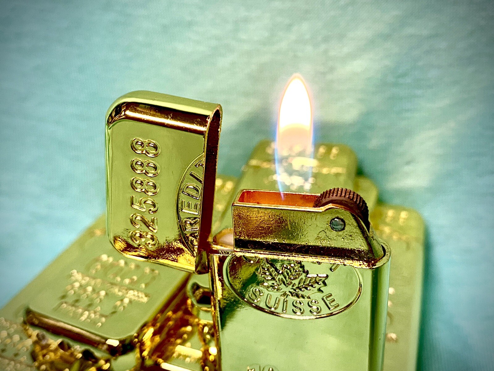 Credit Suisse 10oz 999.9 Gold Bar New Butane Lighter