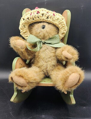 Vintage Boyds Bears Adeline Labearsley W/Chair Plush Teddy Hat Roses Tan 