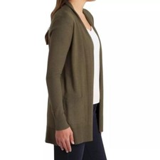 Pink Clover Sweater Womens Small Open Front Lightweight Green Cardigan Pockets