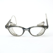 Vintage clear smoked gray plastic safety glasses googles