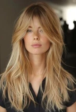 Balayage Ombre Blond Wigs with Bangs Human Hair Lace Front Wigs Dark Roots 13x4