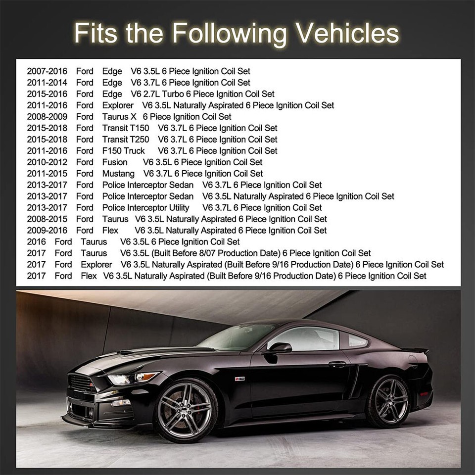 6x Ignition Coils + Spark Plug For Ford Edge Explorer F150 Mustang