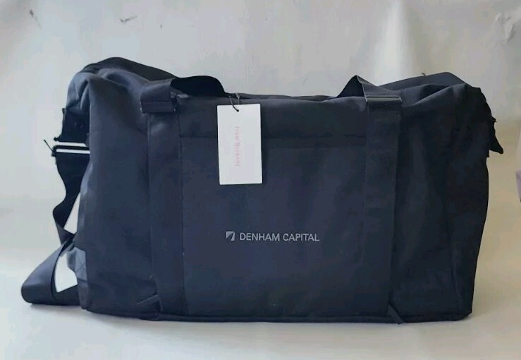 ISAAC MIZRAHI Duffel TRAVEL Bag ~ Black with Yellow Lining Company