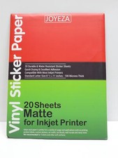 1-Pack JOYEZA Premium Printable Vinyl Sticker Paper Inkjet Printer 20 Sheets Mat