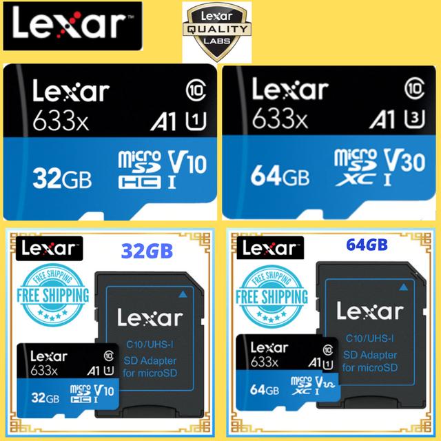 BEST 633x LEXAR 32GB U1& 64GB U3 V30 Cl.1095MB/s, micro SD Memory