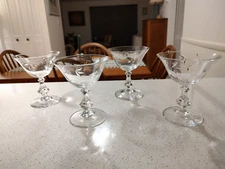 4 Vtg Bryce Crystal Woodflower Cocktail Liqueur Martini Glass MidCentury #42300