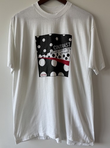 VINTAGE 90s AVON Contrast Opposites Attract Fragrance Graphic Art T-Shirt