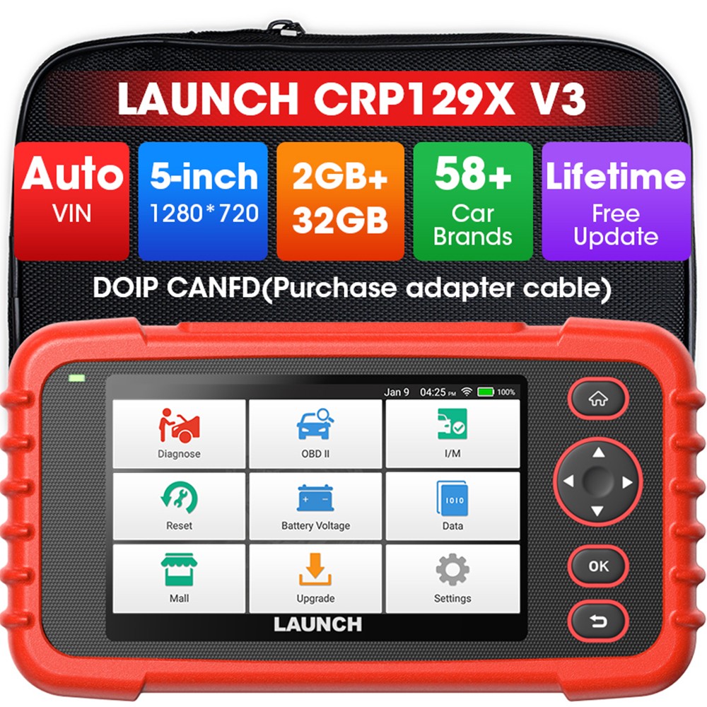 LAUNCH CRP129X valise de diagnostic pour 4 systèmes moteurs avec 8 fonctions de service