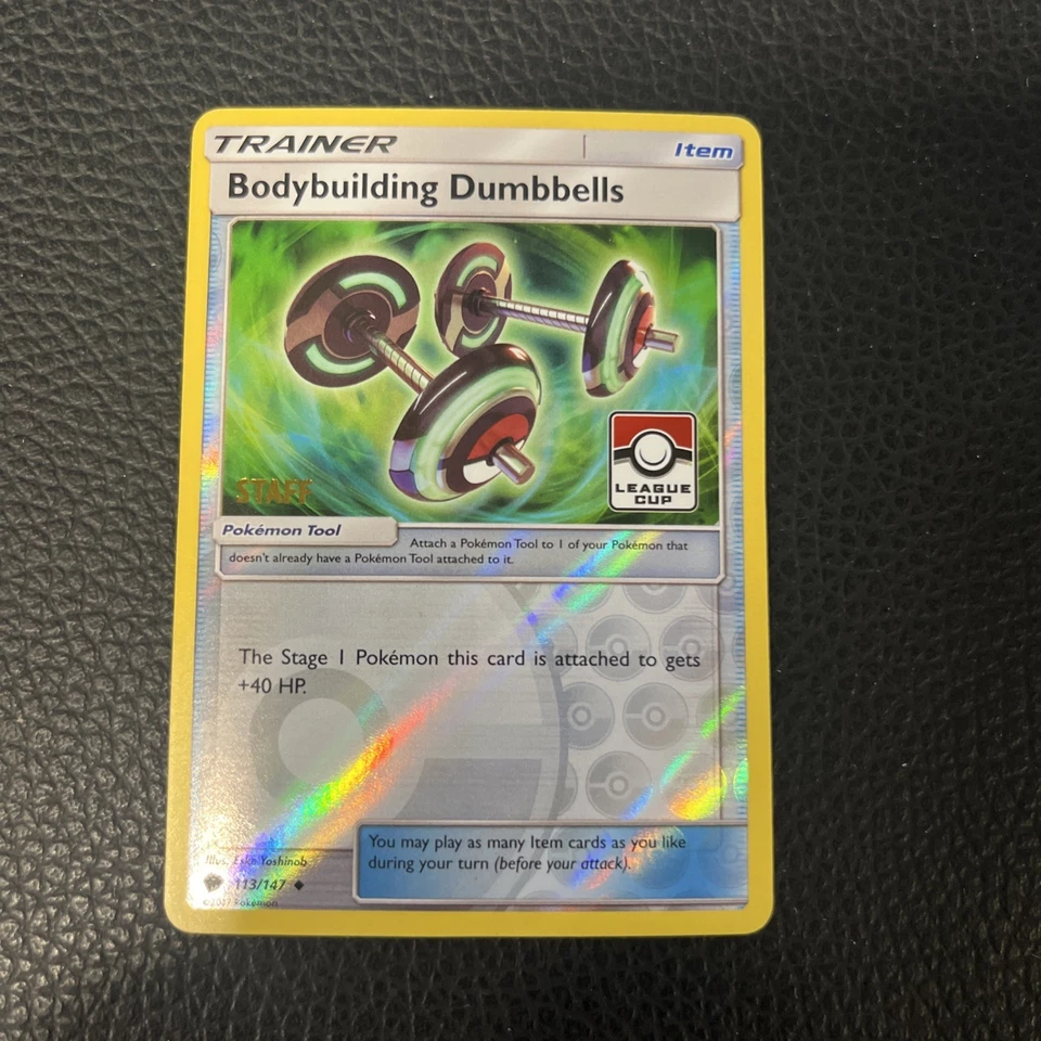 Pokémon TCG BodyBuilding Dumbbells 113/147 STAFF Stamped League Cup Promo x1 🔥 - Image 3 of 4