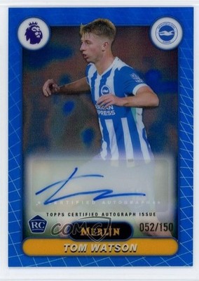 2025-26 Merlin Premier League Blue Refractor /150 Tom Watson Rookie Auto RC 03j5