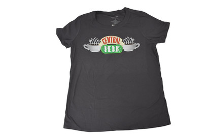 FRIENDS Womens Plus Size Central Perk Charcoal Shirt New 00, 3, 4