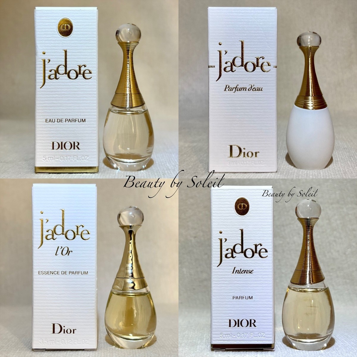 4pc Dior J'adore MINI Set: EDP, Parfum D'Eau, L'Or Essence