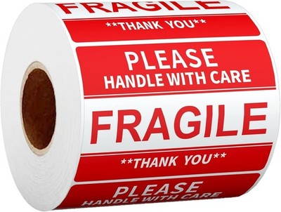 500 Adhesive Fragile Stickers 2'' x 3'' - Ensure Safe Delivery of Delicate Items