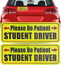 3-Piece Magnetic Car Sticker Set: "Please Be Patient" and "New Driver Size: 03