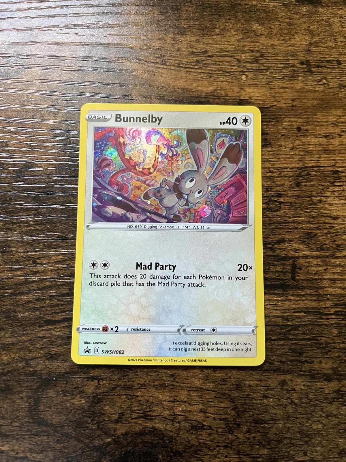 Bunnelby SWSH082 Holographic Black Star Promo Pokemon TCG Near Mint