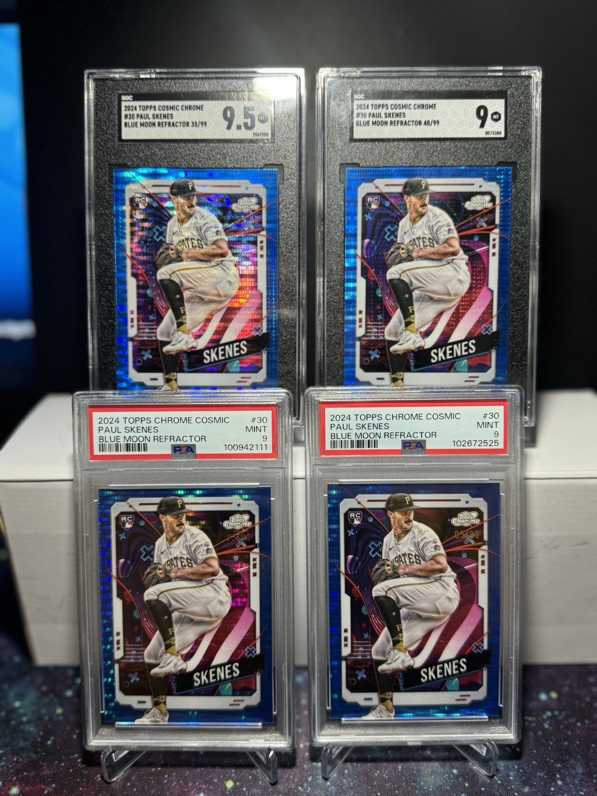 2024 TOPPS CHROME COSMIC Paul Skenes Blue Moon Refactor 5,13,35 And 48/99