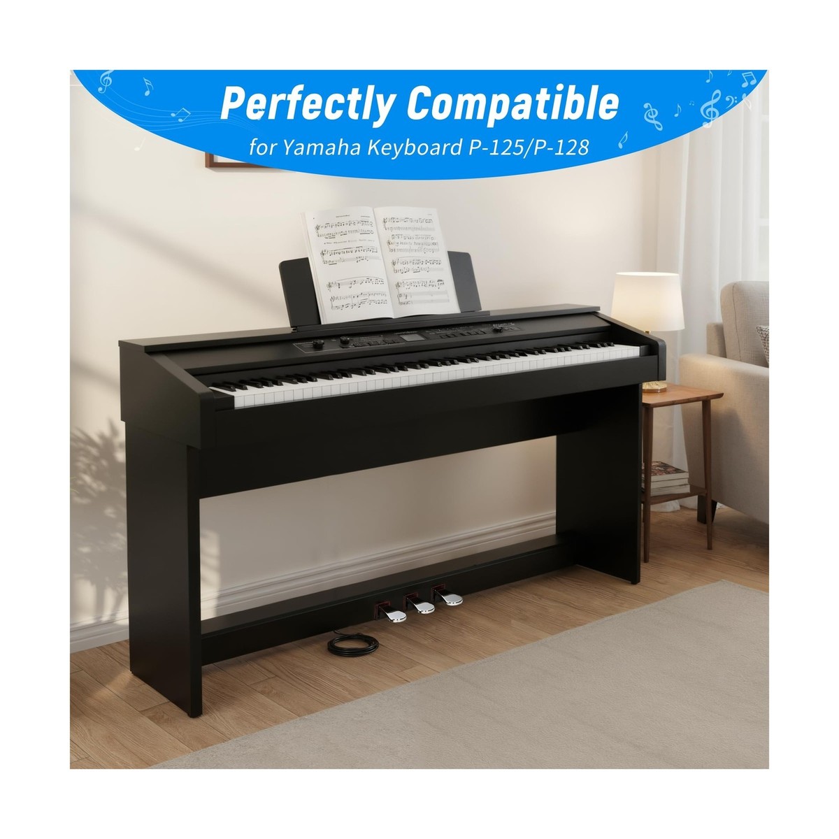 L125B Wooden Piano Keyboard Stand Compatible for Yamaha P-125/P