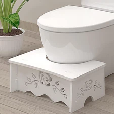 Squatting Toilet Stool - Poop Stool for Bathroom, Toilet Potty Stool, Wood-Pl...