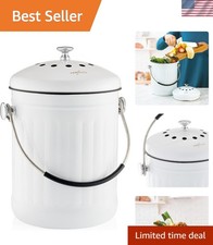 Elegant 1.3 Gallon Stainless Steel Compost Bin with Dual Filter for Odor Control