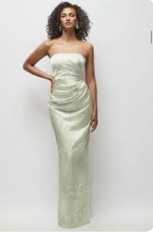 After Six Strapless Floral Bridesmaid Dress Light Green Size 00-R MPN 6928FP