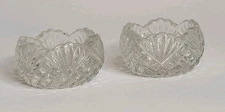 Antique Pineapple Fan Salt Cellar Dip Crystal US Glass Set Of 2