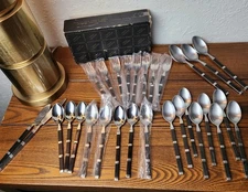 Stanley Roberts Flatware Safari 29 Piece Set Charcoal Handle Stainless Some NEW