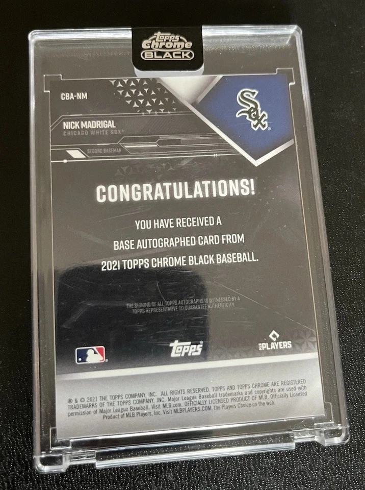 2021 Topps Chrome Black - Chrome Black Autographs Nick Madrigal #CBA-NM (AU, RC) - Image 4 of 4