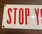 STOP YOUR MOTOR Orig PORCELAIN SIGN Gas Station Garage Pump Oil Metal Red White — photo 4