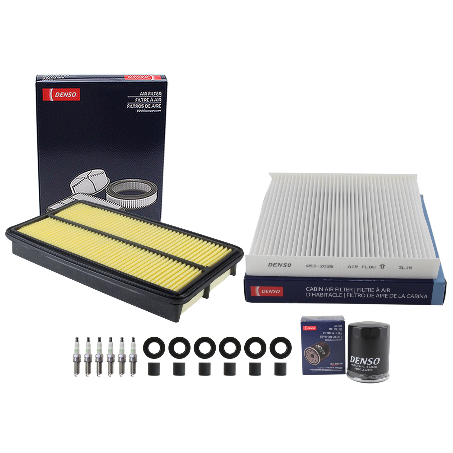 Denso Tune Up Kit NGK 6 Spark Plug  Boots Kit for Pilot 3.5 V6 Auto J35Z4 09-15