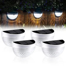 4 Pack LED Solar Wall Lights Outdoor Waterproof Fence Lamps for Path Garden