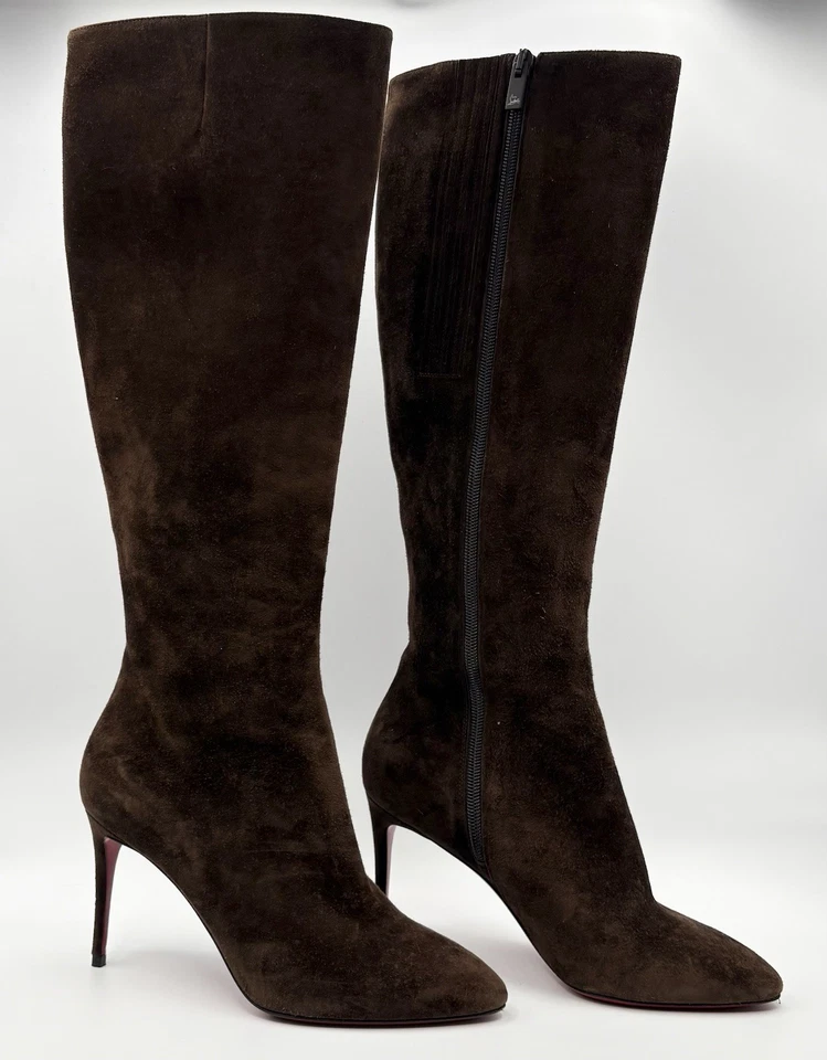 Christian Louboutin Marrón Gamuza So Kate 85 Stiletto Botas Hasta la Rodilla Talla EU 37 7 Foto 3 de 4