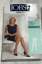 JOBST UltraSheer Support Compression Stockings 8-15mmHg Black Thigh Large NEW