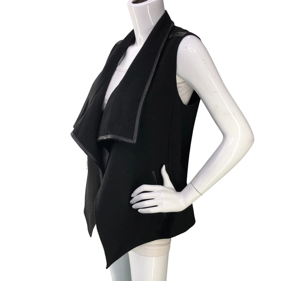 Vince Mujeres XS Chaleco de Fieltro Cárdigan Suéter Piel de Cordero Borde Cuello Cascada Negro Foto 4 de 4