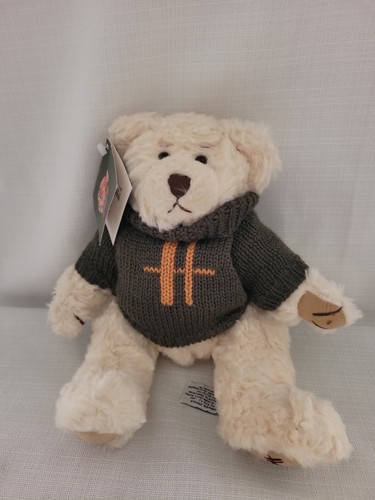 Harrods Knightsbridge Teddy Bear 11" Cream Green Knitted Sweater Jointed