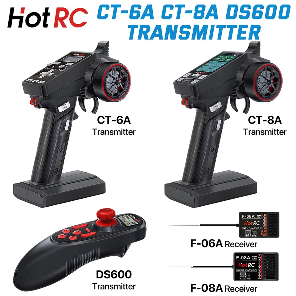 HotRC CT-6A/8A DS600 6CH 8CH 2.4G Transmitter Receiver Radio for RC Car Boat - Image 4 of 4