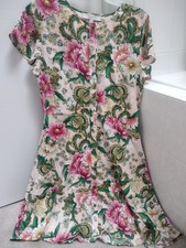LOFT Floral Fit & Flare Cap Sleeve Button Front Knee Length Dress 6