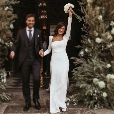 Elegant Mermaid Wedding Dresses Minimalist Backless Bride Dress Boho Bridal Gown