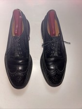 Vtge Florsheim Imperial Mens 8D Blk Long Wingtip Brogue Shoes And Tree Stretcher