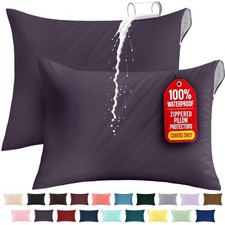 Premium 100 Waterproof Pillow Protectors with Zipper King Size Set of 2 , B...