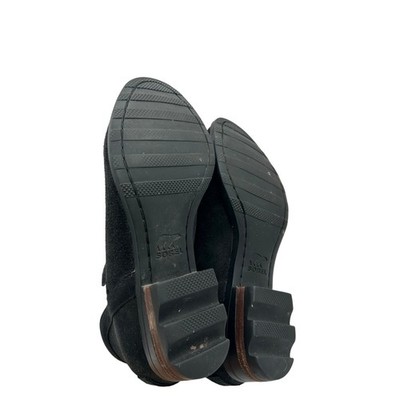 Sorel Lolla Black Suede Leather Cut Out Chelsea Ankle Boots 