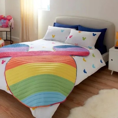 Disney Home Mickey Mouse Weiche Tagesdecke Mehrfarbig Und Weiß Wendbar Neu