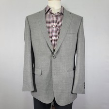 JOS A BANK Men's Sport Coat Blazer Two Button Gray Light Grayt Wool Sz 42L