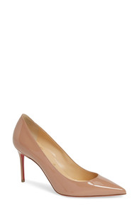 100% AUTHENTIC NEW WOMEN LOUBOUTIN KATE NUDE PATENT 85 PUMP/HEELS EU 38.5/US 8.5