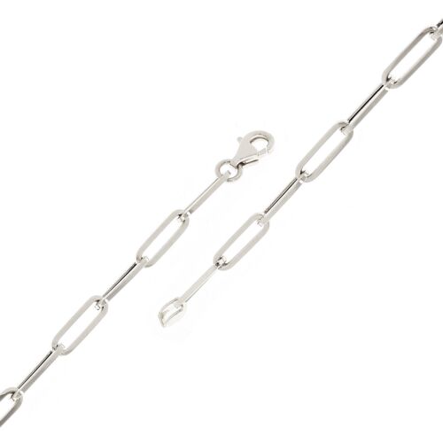 Italian 14k White Gold Hollow Paper Clip Links Bracelet 7.5" 3.3mm 1.5 grams - Picture 2 of 4